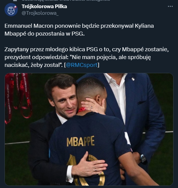 Prezydent Francji BĘDZIE NACISKAĆ na Mbappe, żeby został!